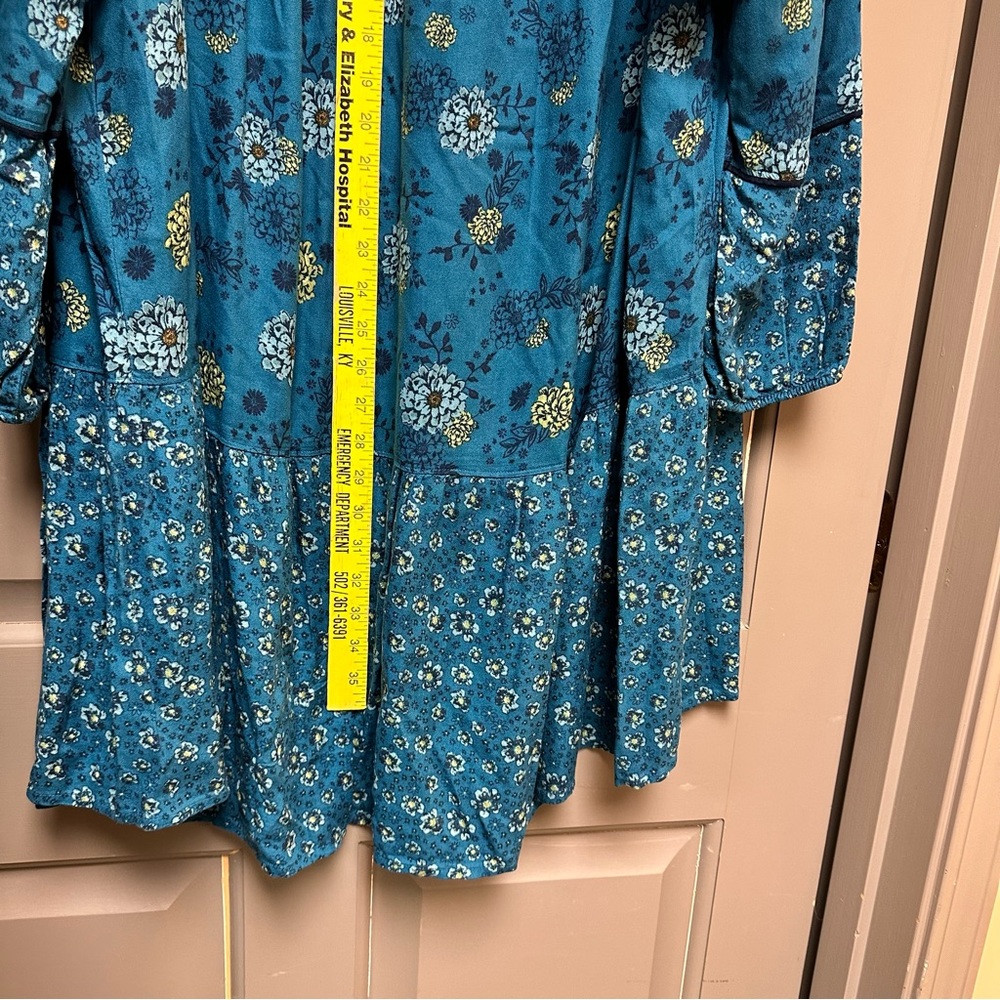 Sonoma Boho Floral Dress Blue Size 1X NWT Peasant Prairie Tiered Flowy Tunic - Picture 8 of 11